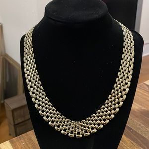 Gorgeous Gold Tone Mesh Industrial Modernist Choker 18”